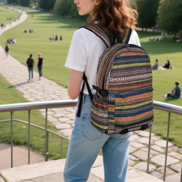 Vintage Boho Backpack Purse, Adjustable Strap, Large Capacity Daypack main image 2